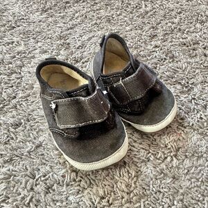 Robeez 12-18 Months Baby Shoes Jerry First Kicks Black Wide Toe Hook And Loop